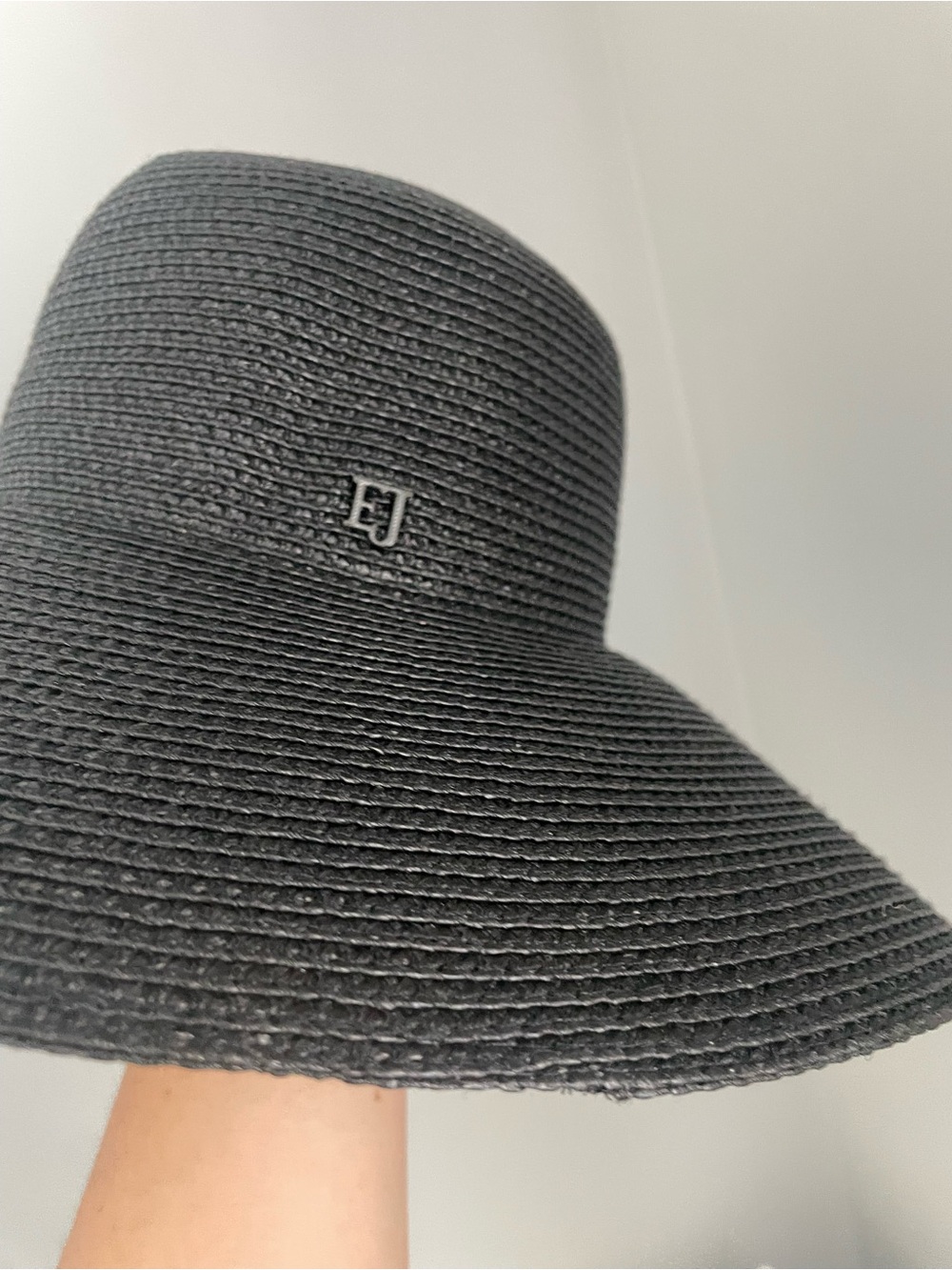 Hampton Straw Packable Black Wide-Brim Sun Hat by Eric Javits - Picture 8 of 10